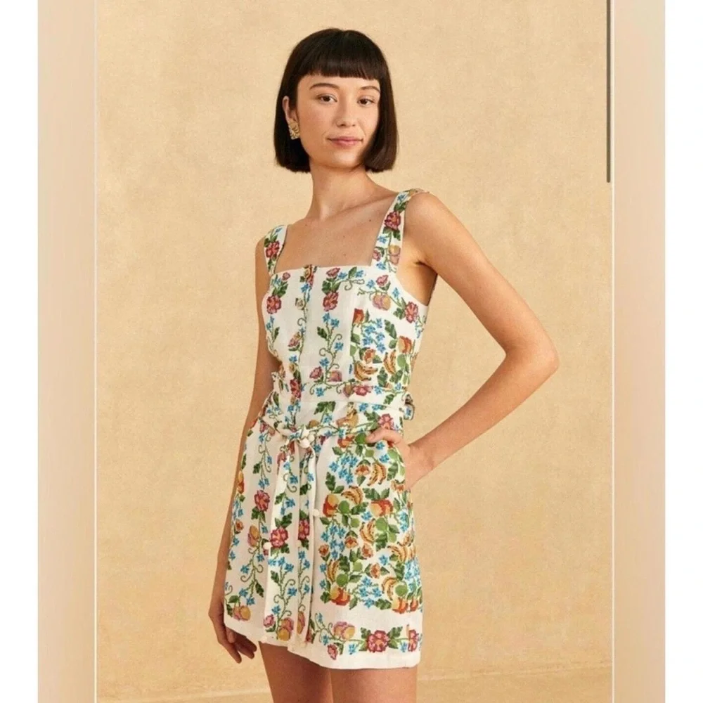 FARM Rio Tropical Romance Off White Romper NWT - Picture 4 of 9